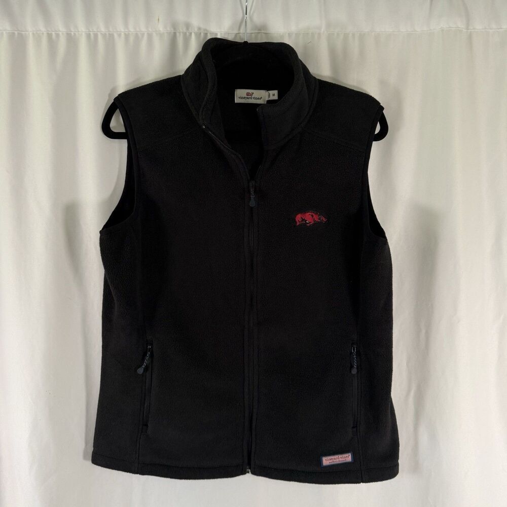Arkansas Razorbacks Vineyard Vines Vest Women's Medium Black Full Zip Pockets